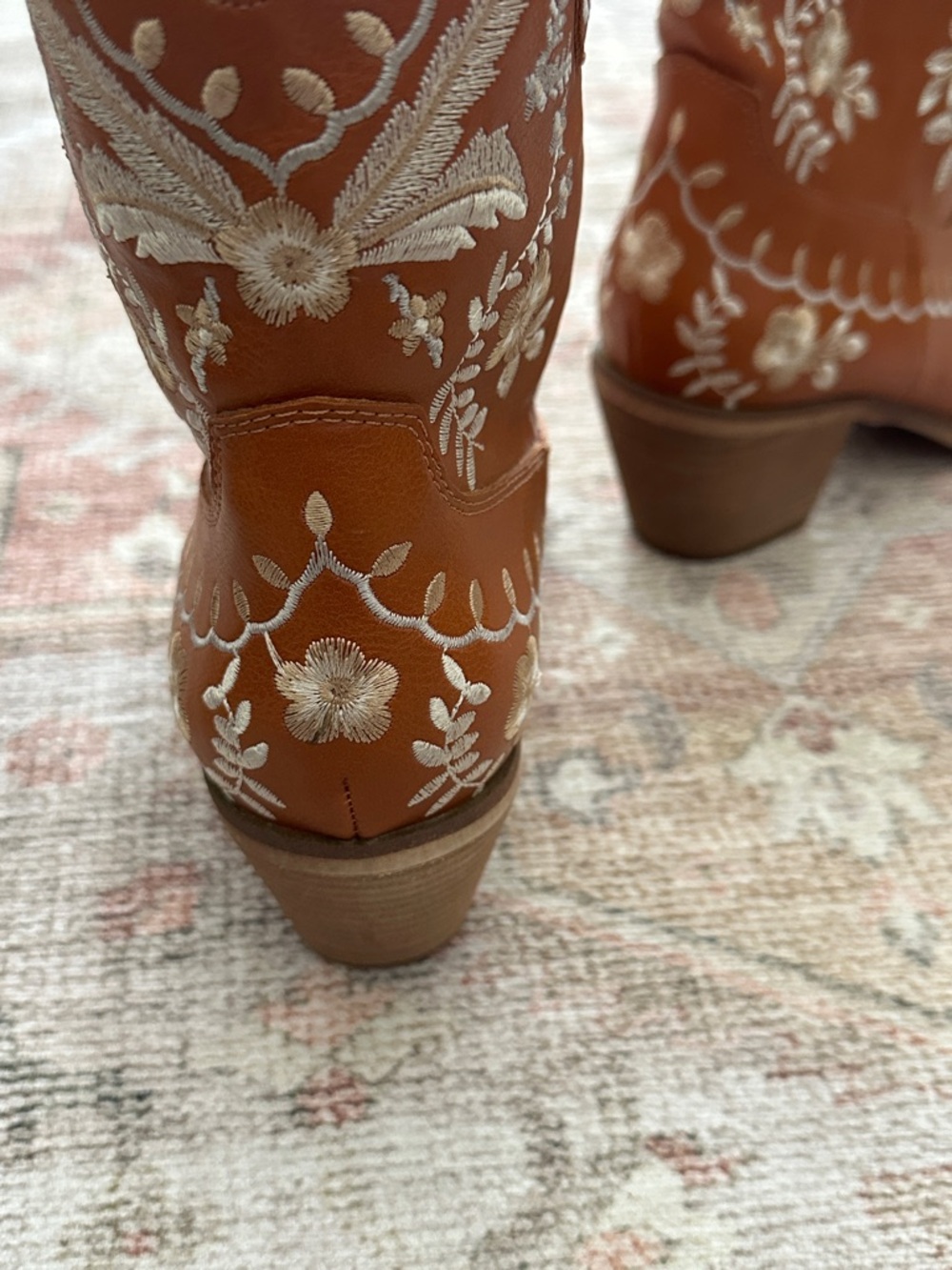 Embroidered Western Ankle Boots - Tan - Picture 7 of 12